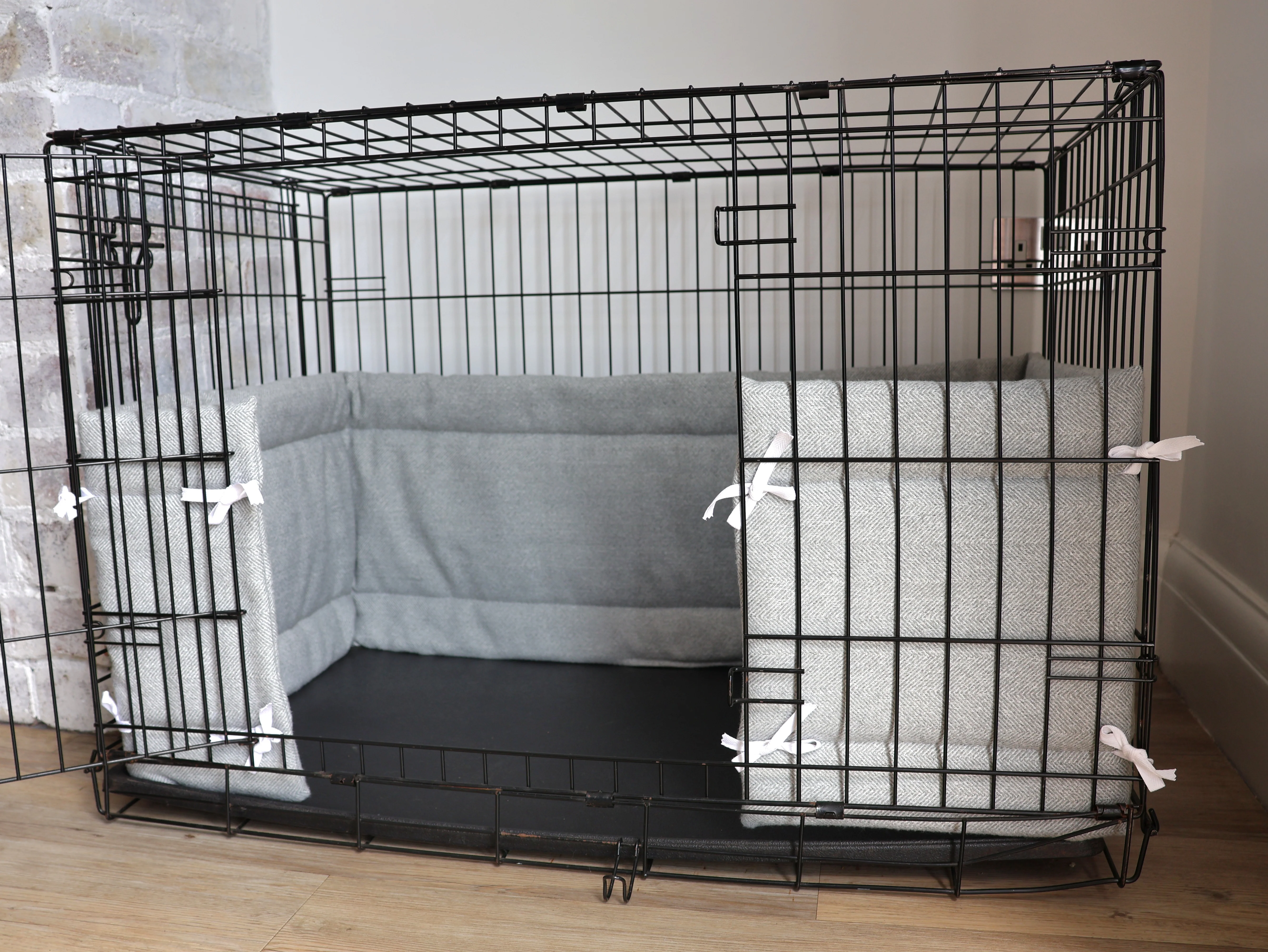 Dog crate bumper - Grey herringbone - Image 5
