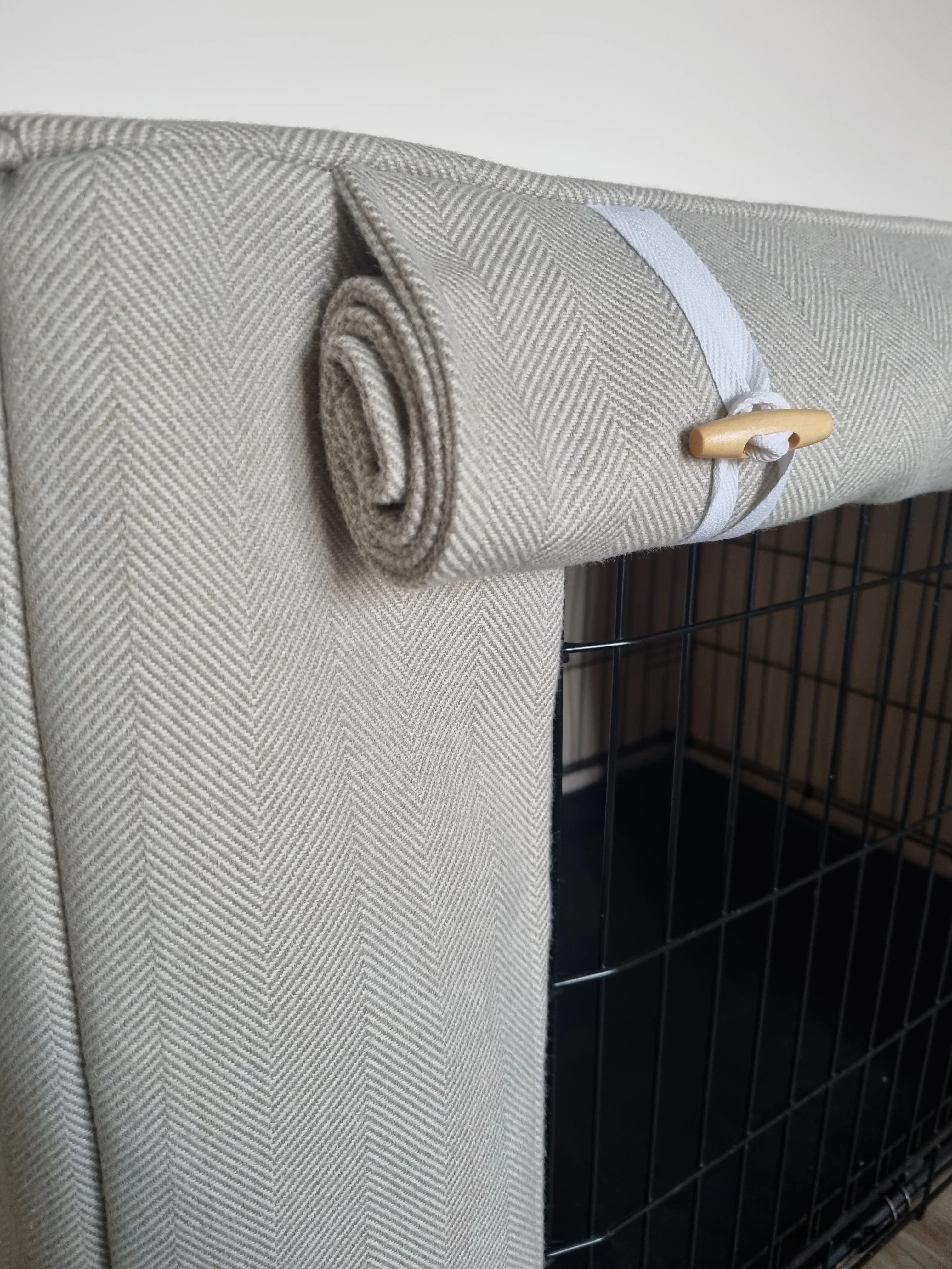 Dog crate cover - Neutral herringbone - Image 6