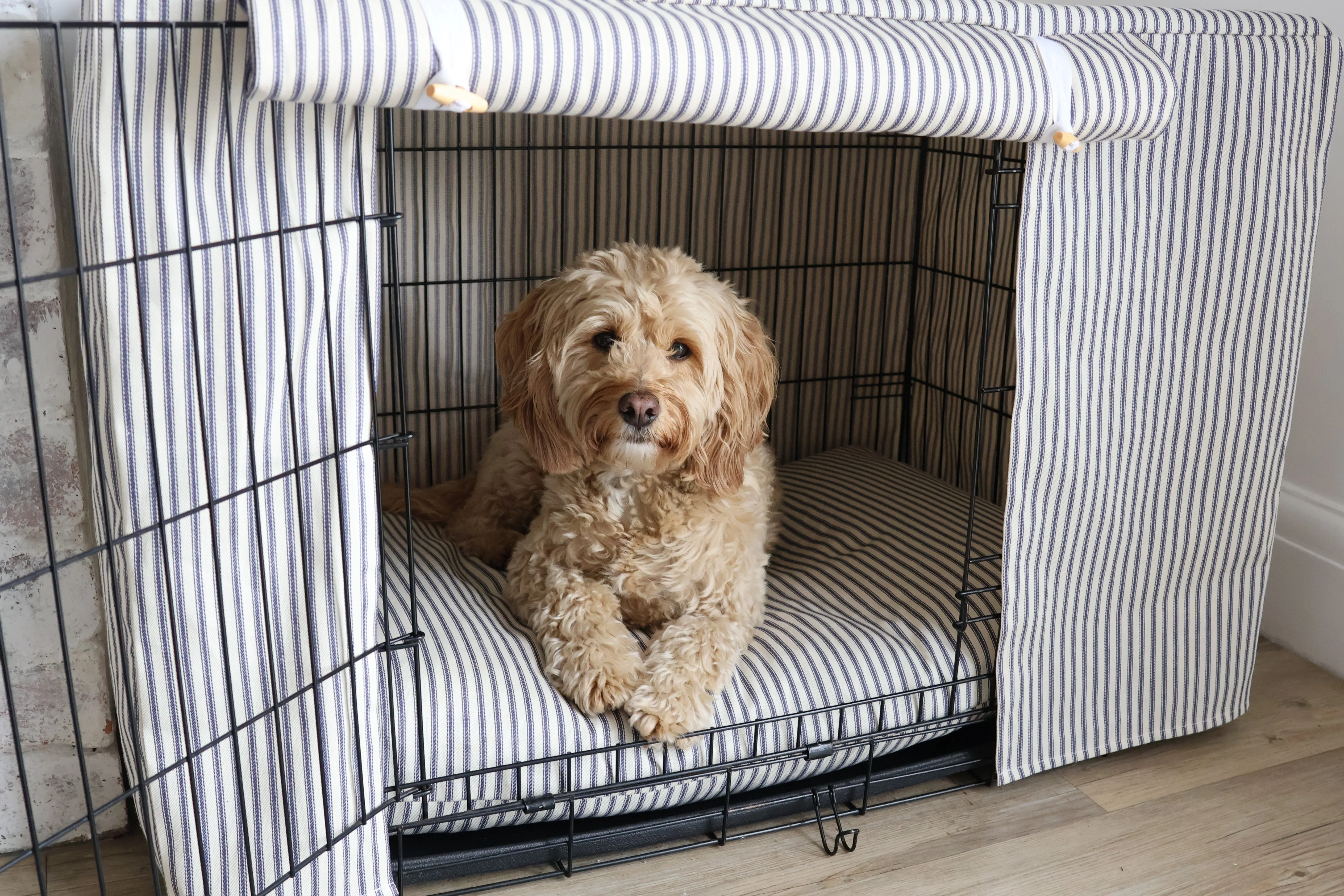 Dog crate cover - Ticking stripes (Handwash only) - Image 5