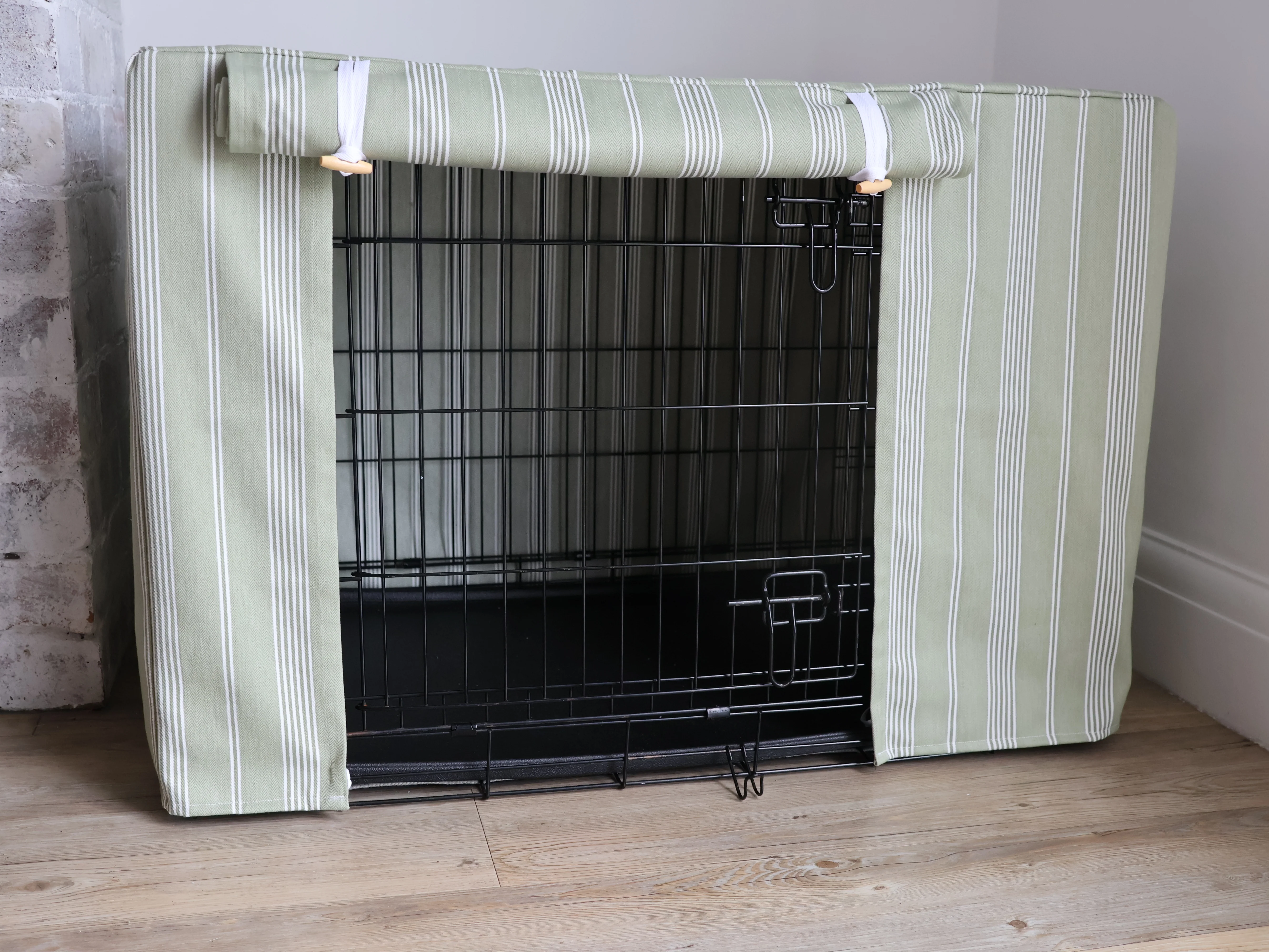 Dog crate cover - Sage stripe - Image 4